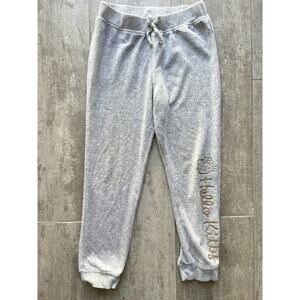HELLO KITTY Velour Velvet Gray Gold Kids Girl Sweatpants Joggers Pants Soft 6X 6